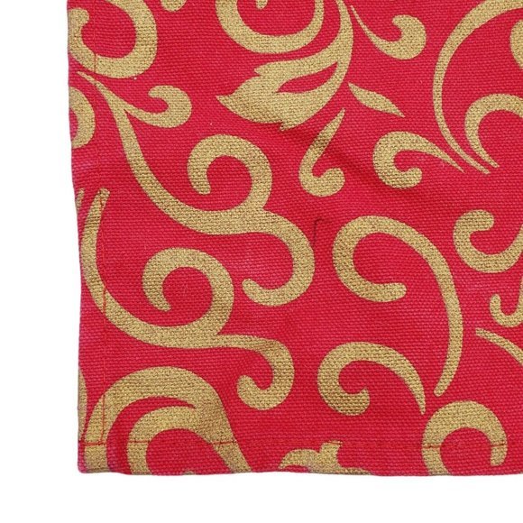 Set 8 Red Gold Damask Placemat Tablewear Marsha Blanke Holiday Canvas Fabric 18" - Picture 2 of 8
